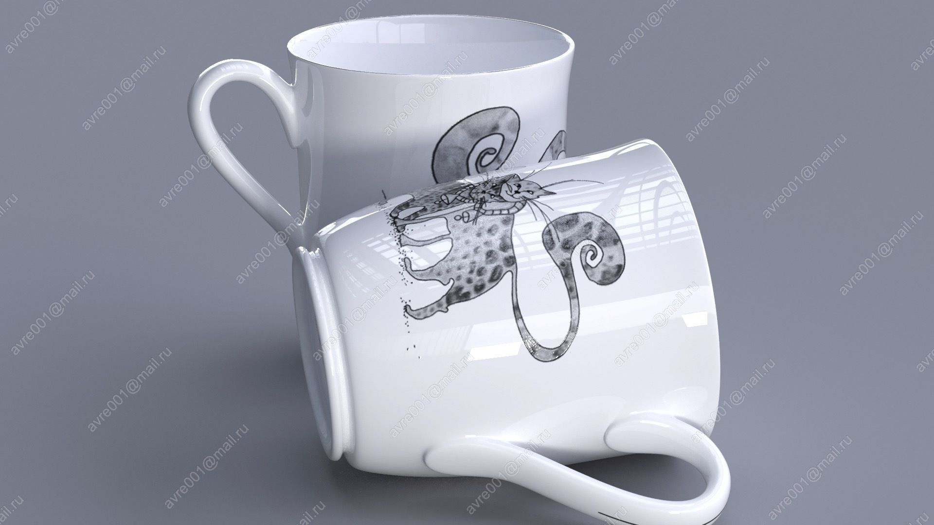 Mug with cats 2 3D model_2
