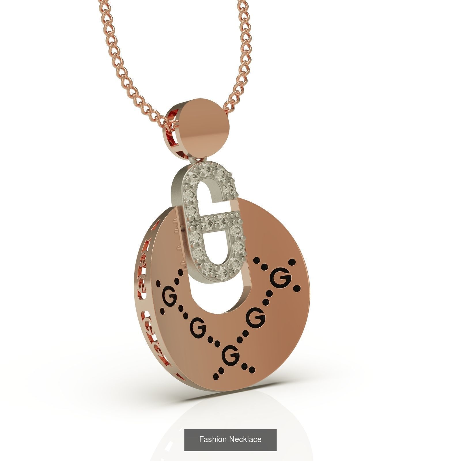 Fashion Collection pair of rose gold earrings with diamonds _1