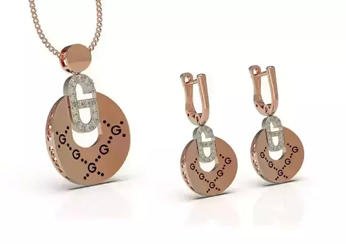 Fashion Collection pair of rose gold earrings with diamonds 