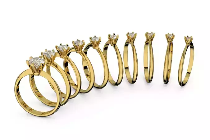 Set of 10 engagement rings Tiffany style