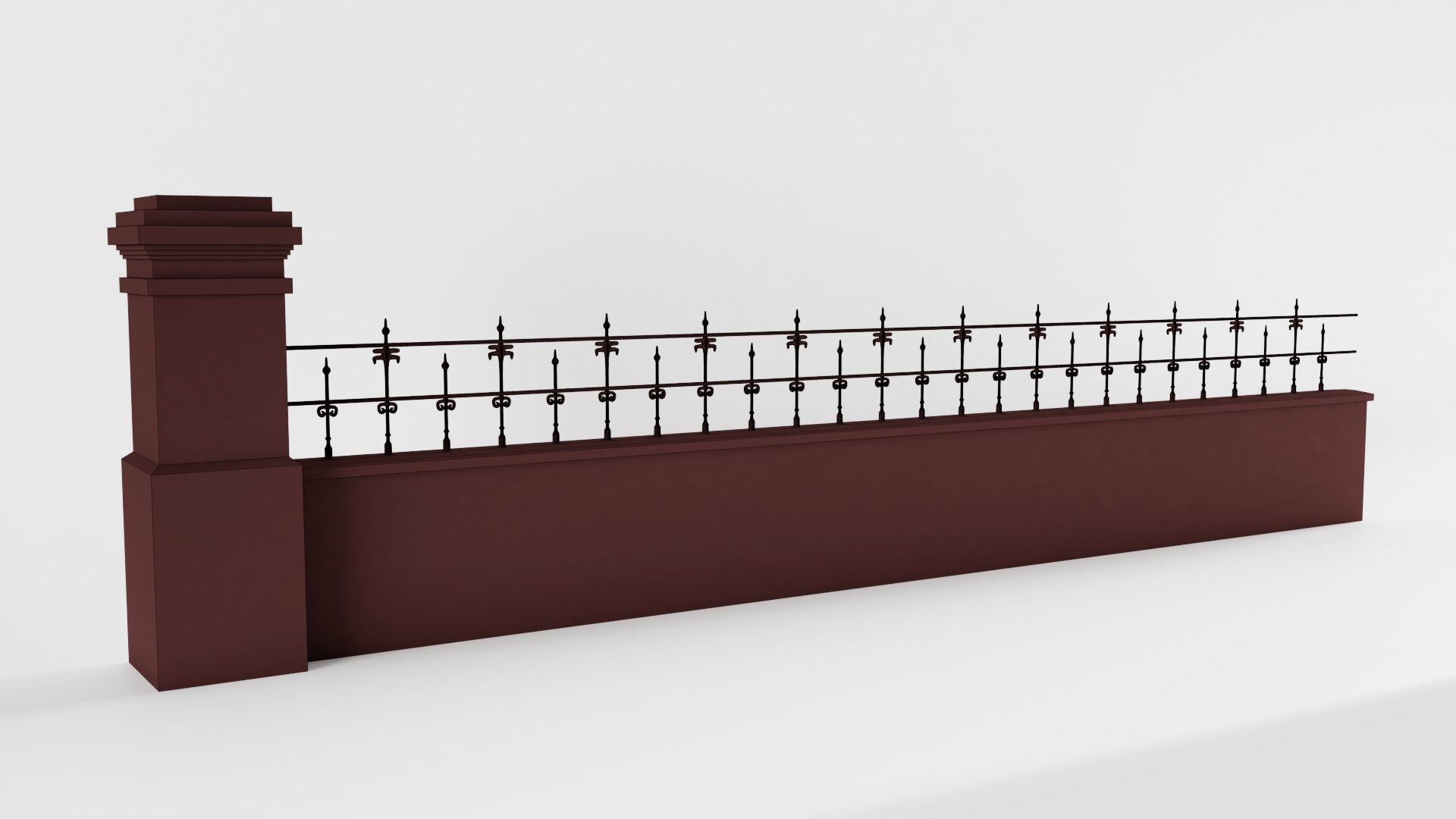 Brick and Iron Fence 3D model_3