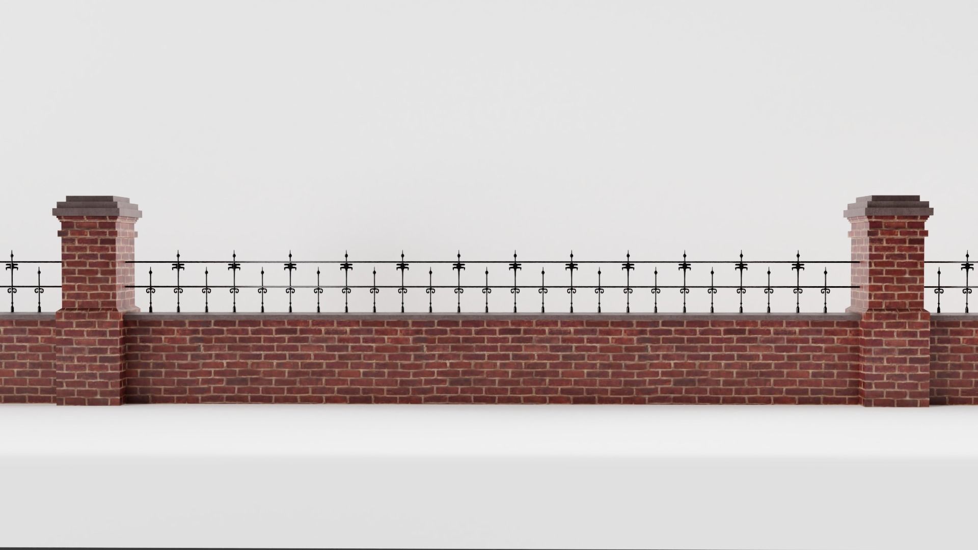 Brick and Iron Fence 3D model_1