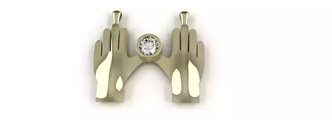 Diamond Hands Bezel Set Pendant Gold Silver Platinum Luxury 