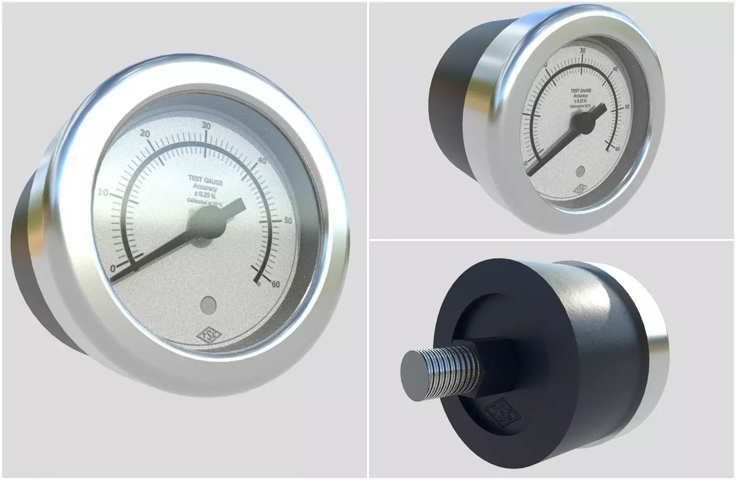Pressure Gauge M1 Low-poly 3D model_0