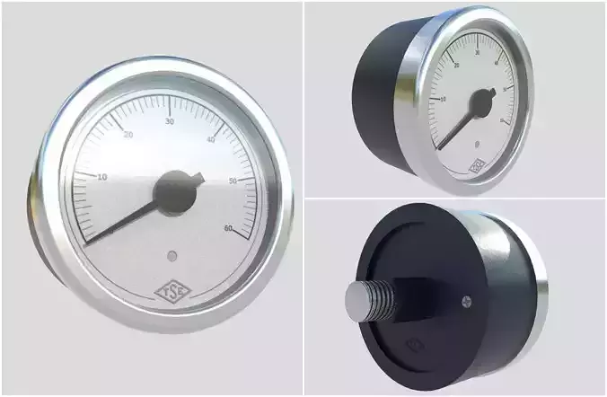 Pressure Gauge M2 Low-poly 3D model