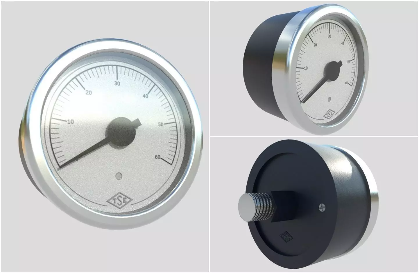 Pressure Gauge M2 Low-poly 3D model_0