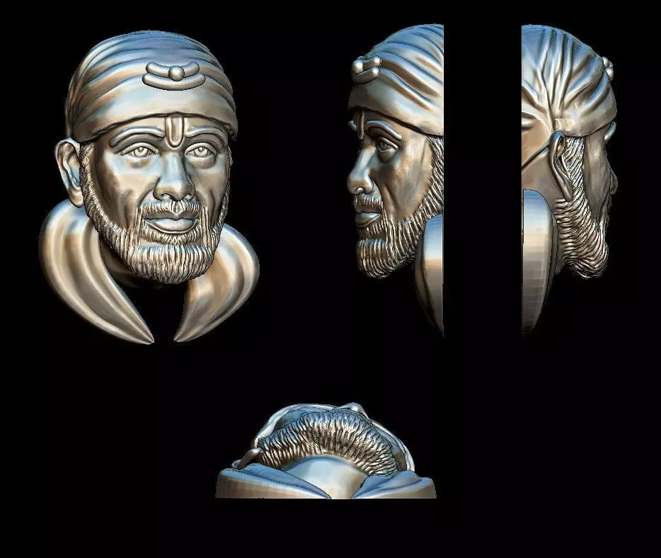 Sai baba face for ring 3D print model