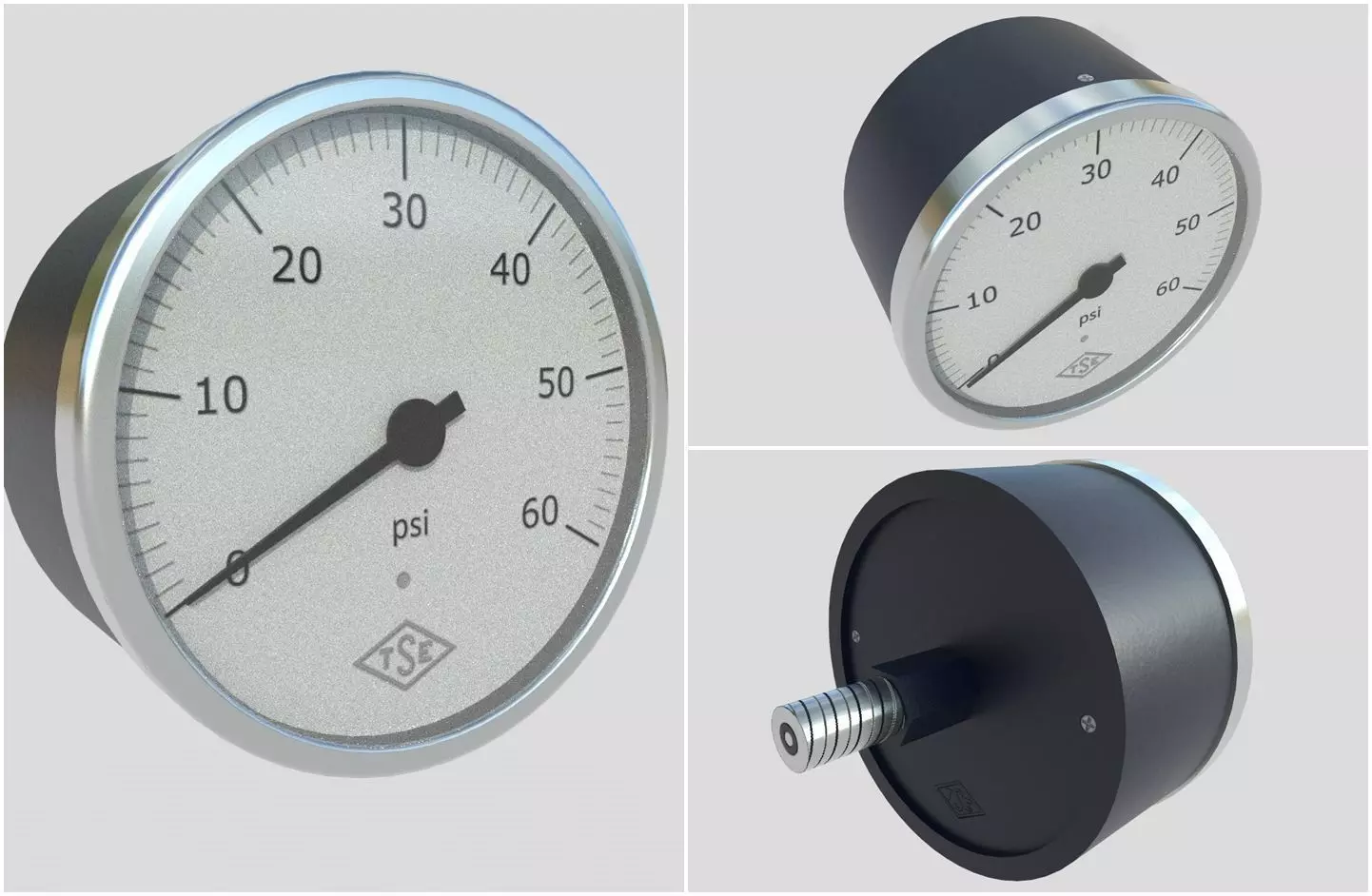 Pressure Gauge M3 Low-poly 3D model_0