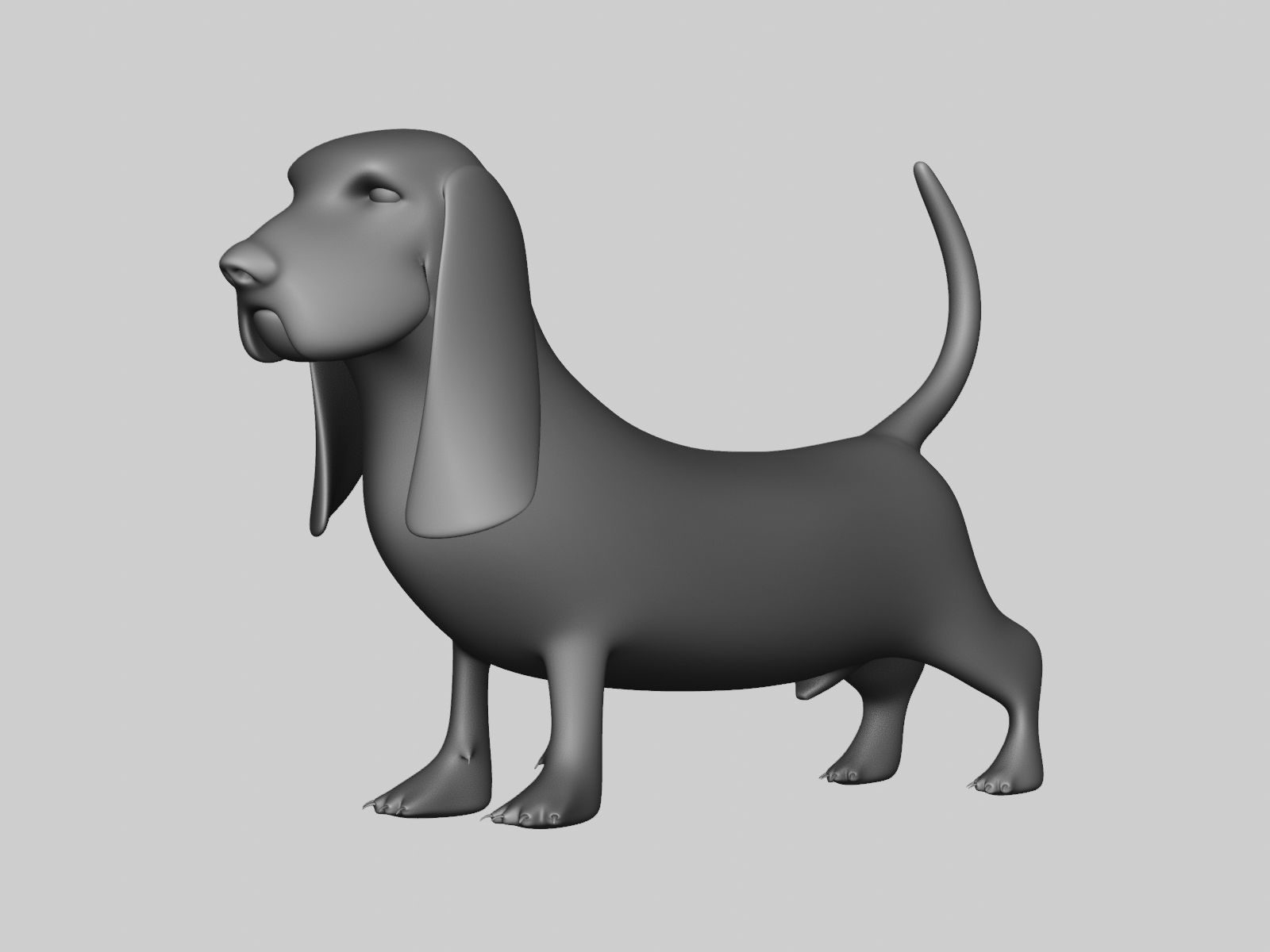 Basset Hound Basemesh for Sculpt Ready Low-poly 3D model_2