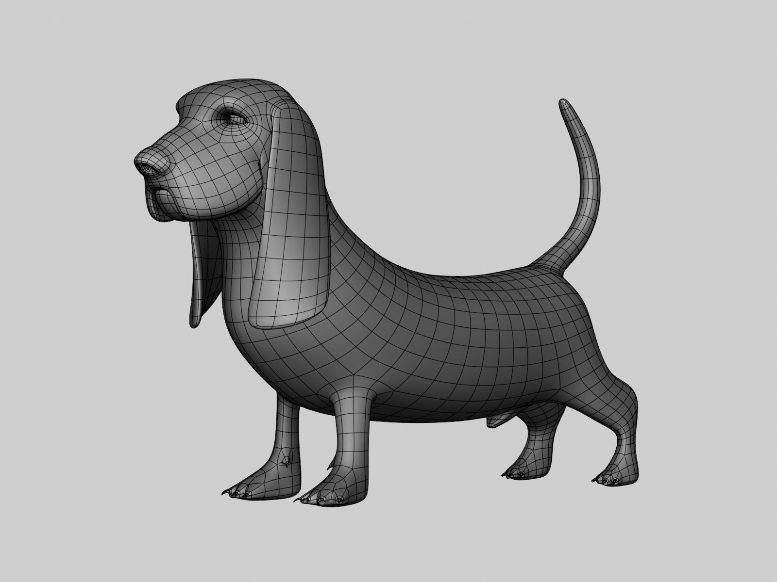 Basset Hound Basemesh for Sculpt Ready Low-poly 3D model_1