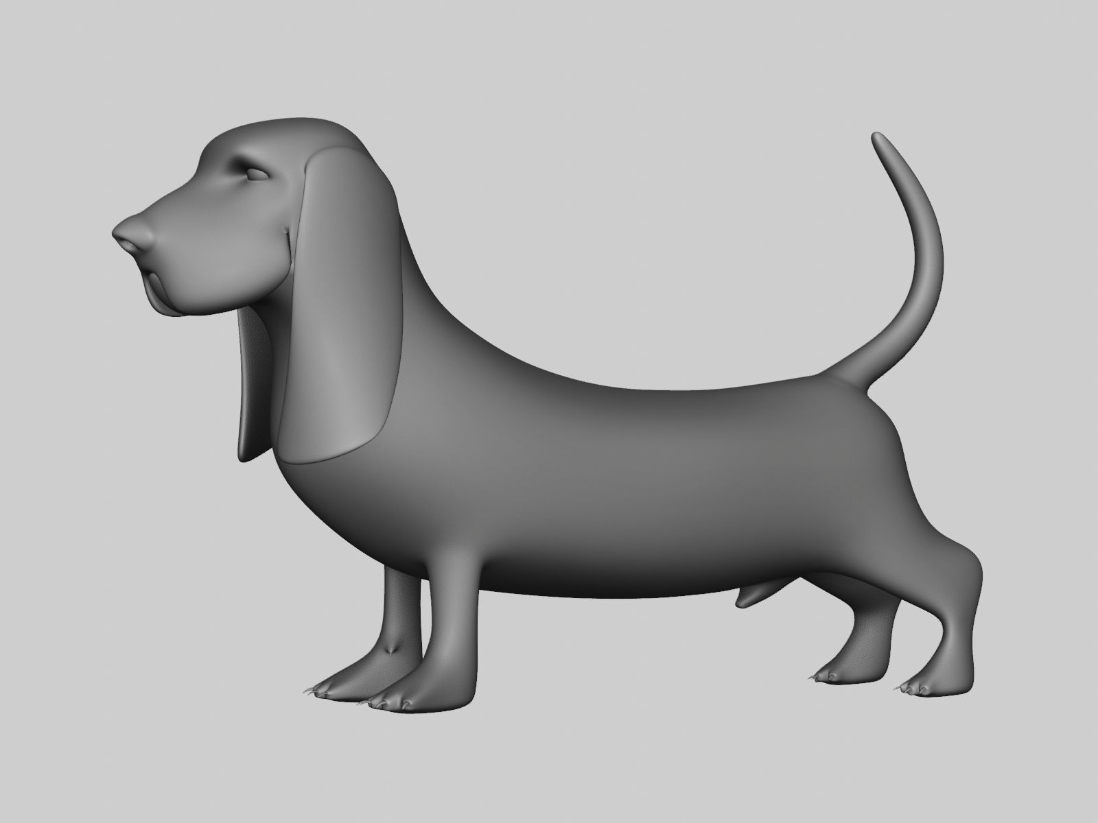 Basset Hound Basemesh for Sculpt Ready Low-poly 3D model_3