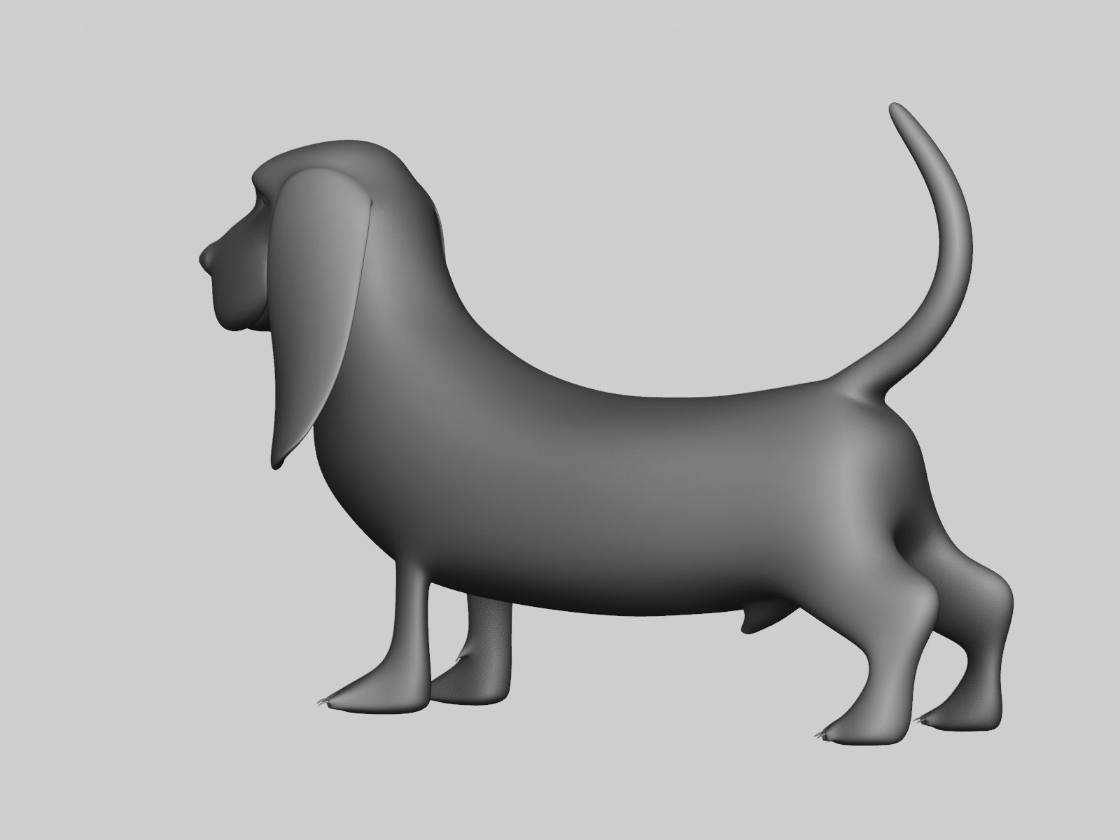 Basset Hound Basemesh for Sculpt Ready Low-poly 3D model_9