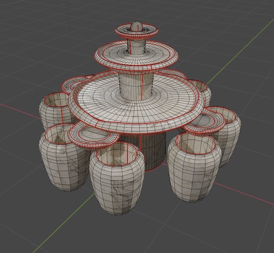 Fountain with three bowls 3D model_8