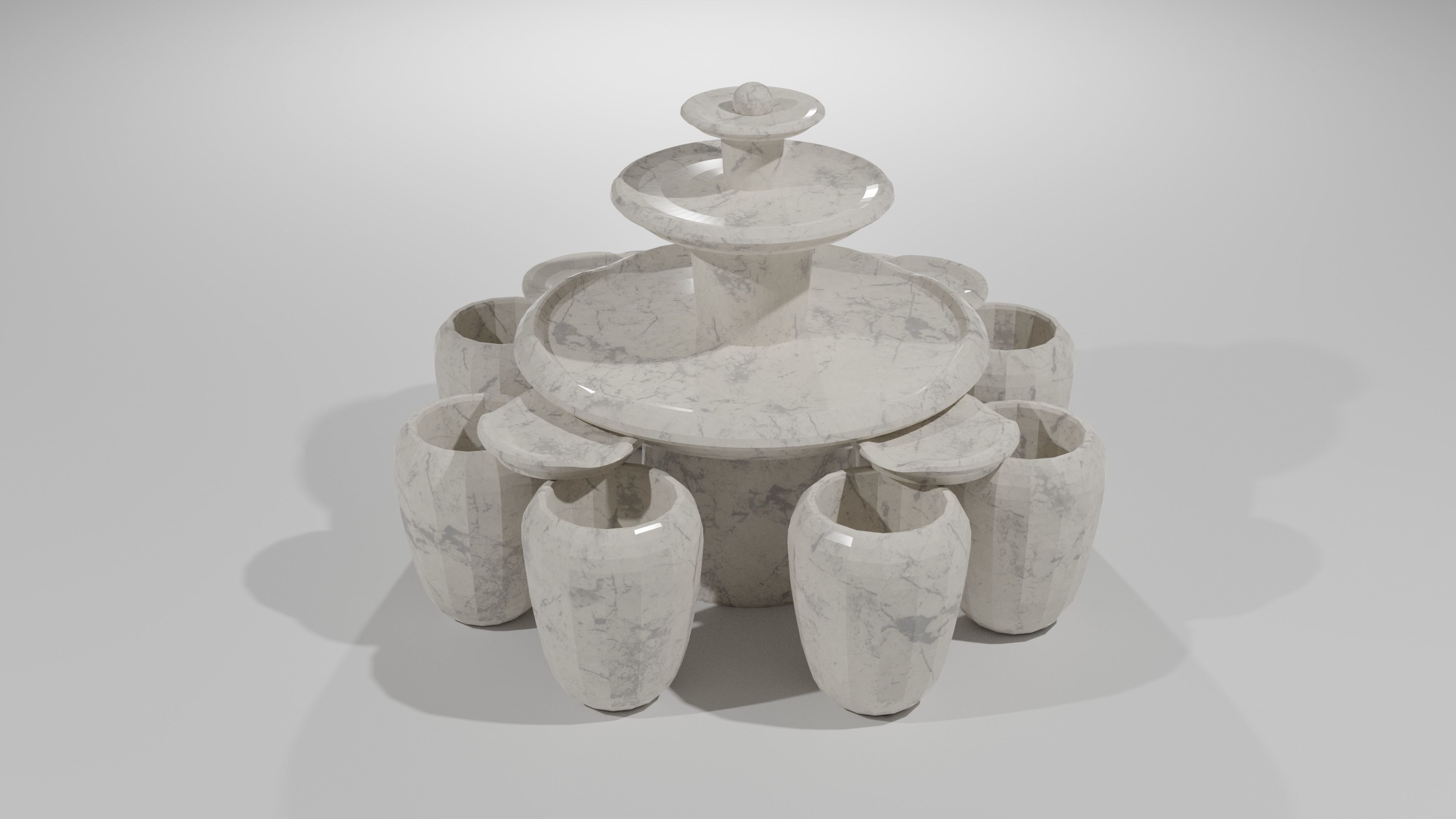 Fountain with three bowls 3D model_1
