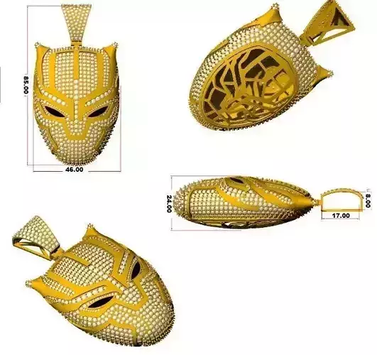 hiphop panther mask pendant with diamonds