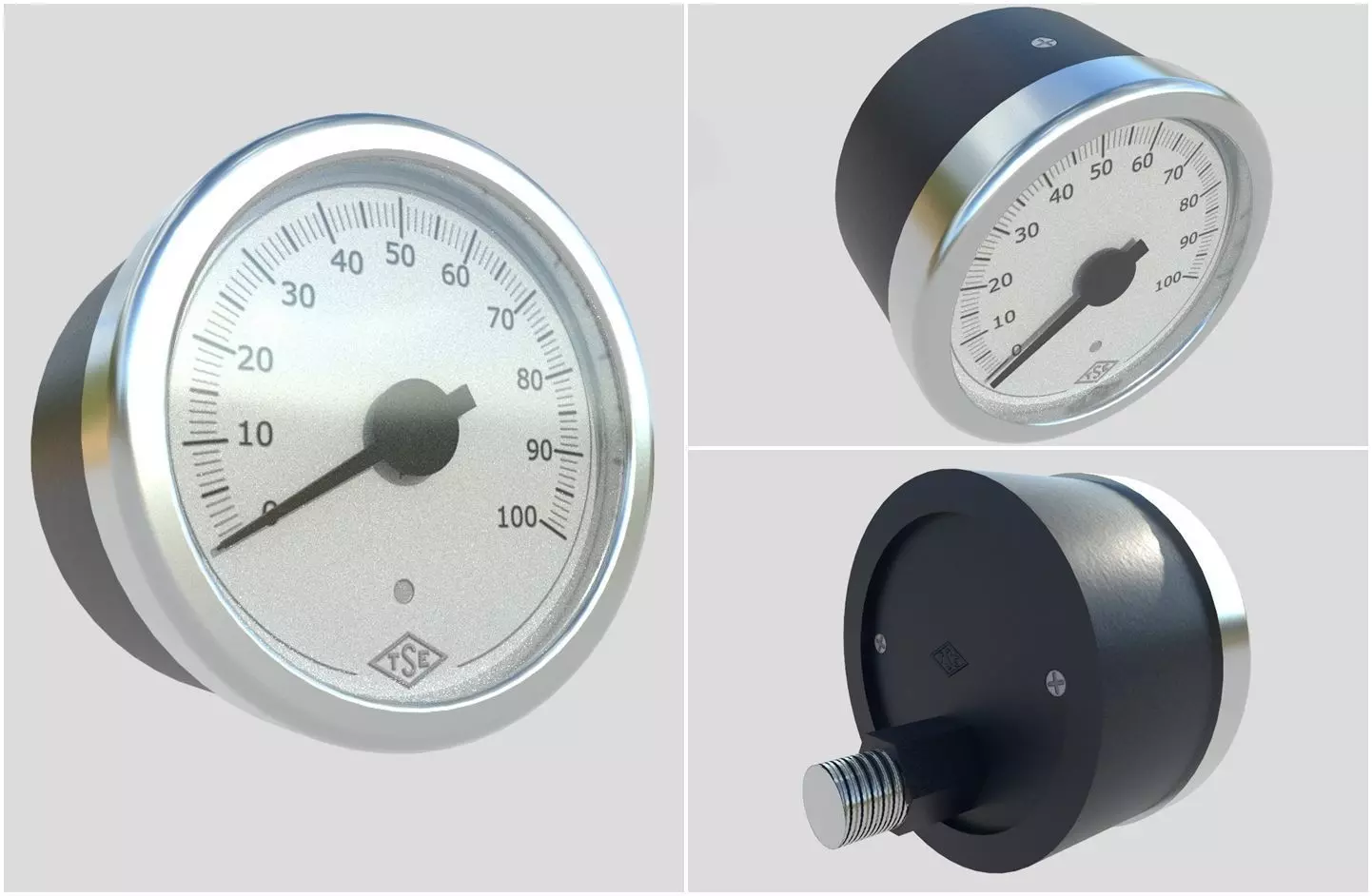 Pressure Gauge M5 Low-poly 3D model_0