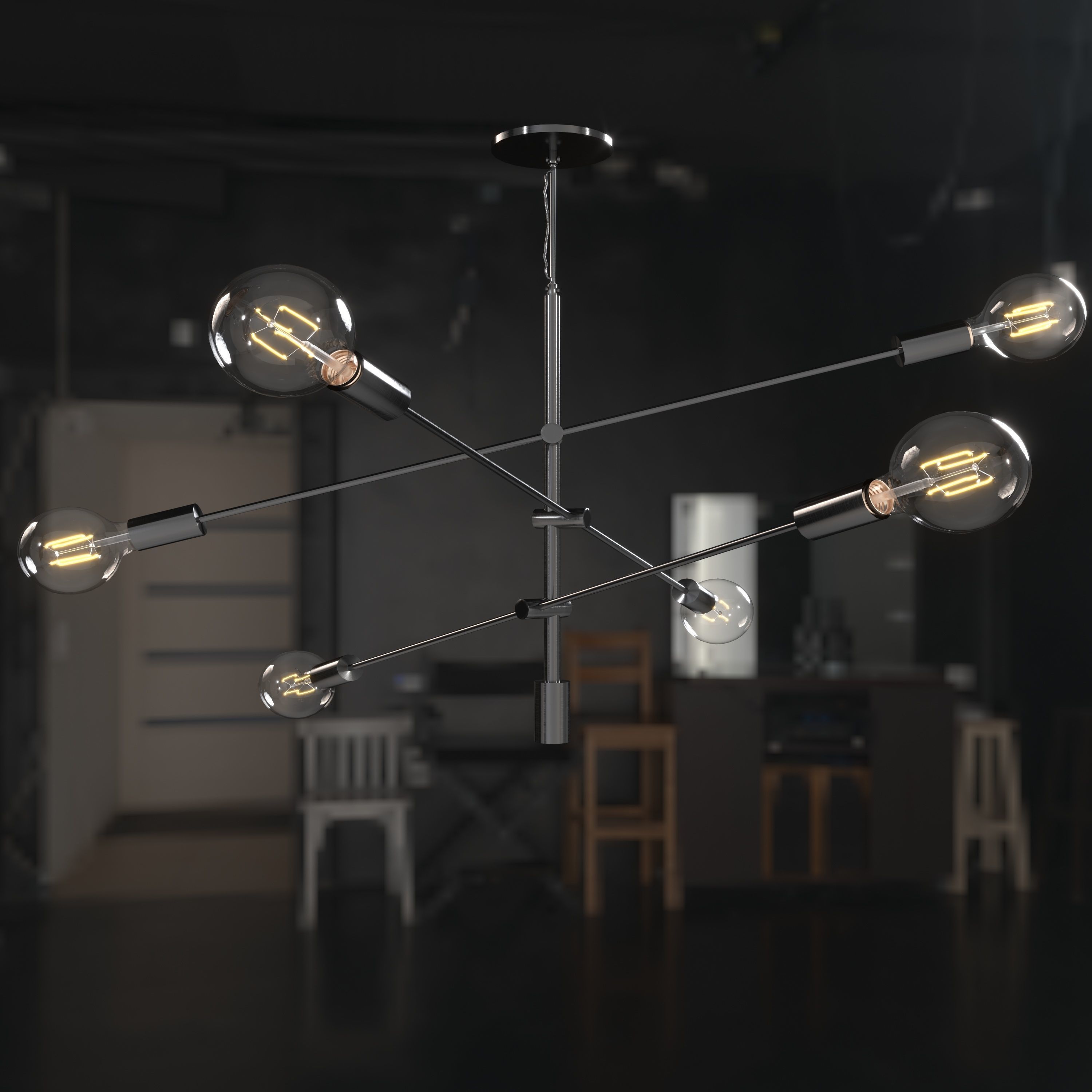 West Elm Black Mobile Chandelier  3D model_2