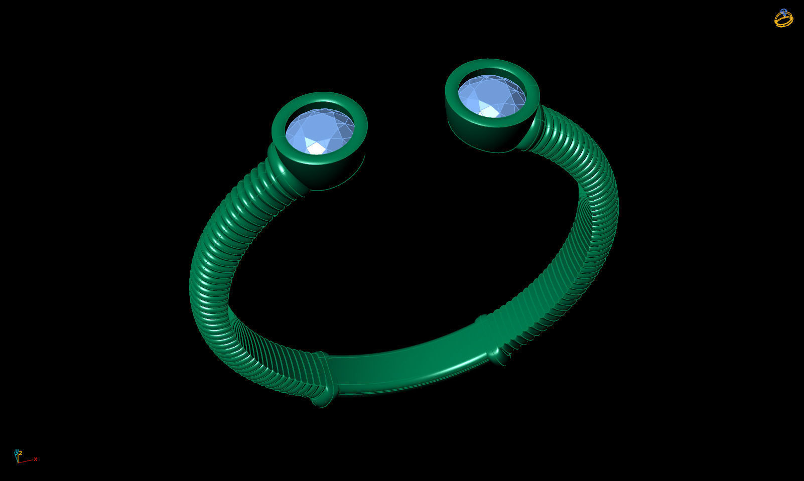 Band spring ring with stones printable 3d model 3D print model_11