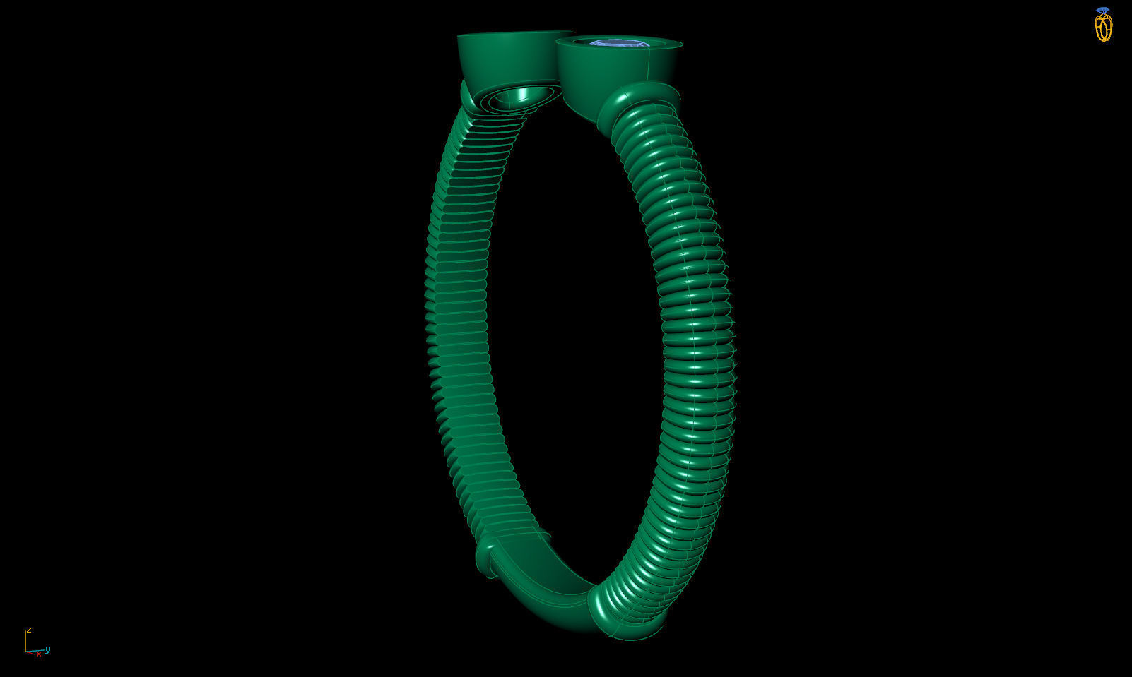 Band spring ring with stones printable 3d model 3D print model_14