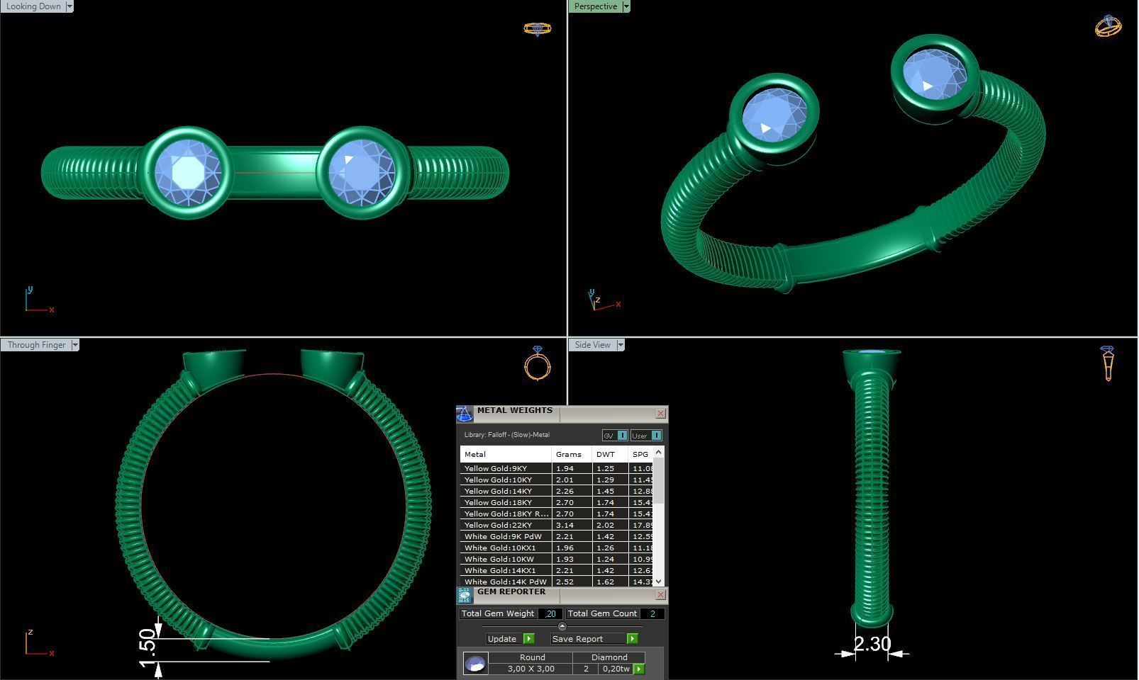 Band spring ring with stones printable 3d model 3D print model_1