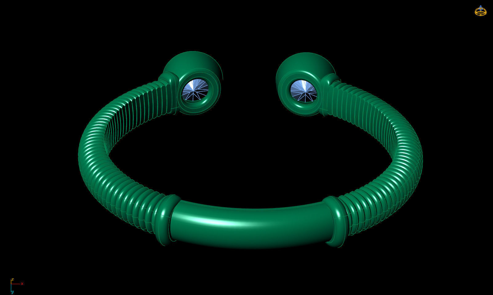 Band spring ring with stones printable 3d model 3D print model_15