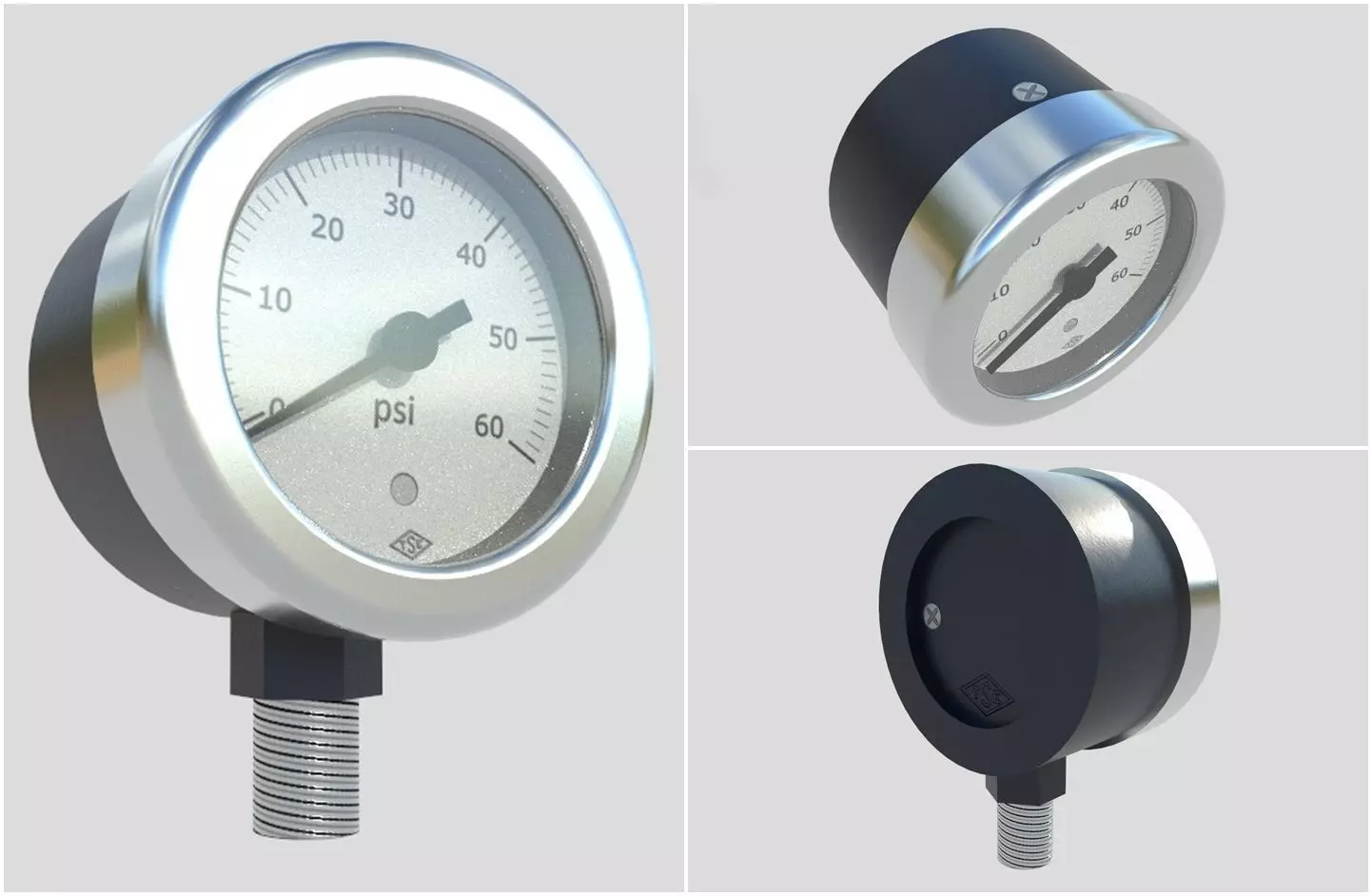 Pressure Gauge M8 Low-poly 3D model_0
