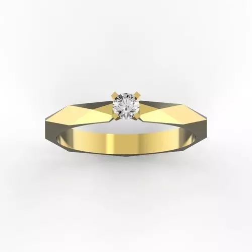 engagement-ring-3-mm-diamond solitaire diamond ring gold 3D print model_0