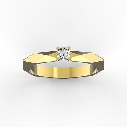 engagement-ring-3-mm-diamond solitaire diamond ring gold 3D print model
