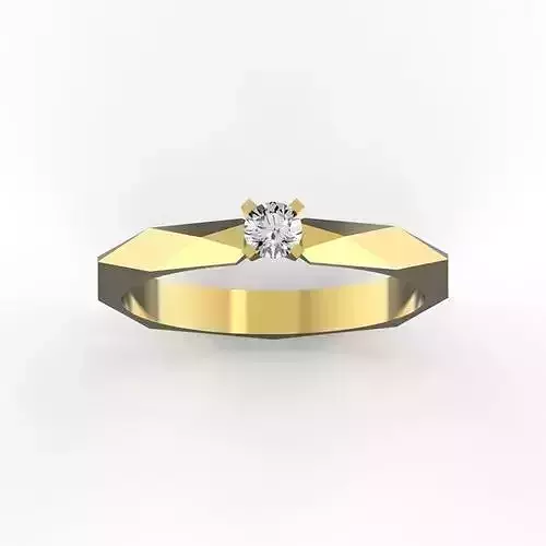 engagement-ring-3-mm-diamond solitaire diamond ring gold 3D print model