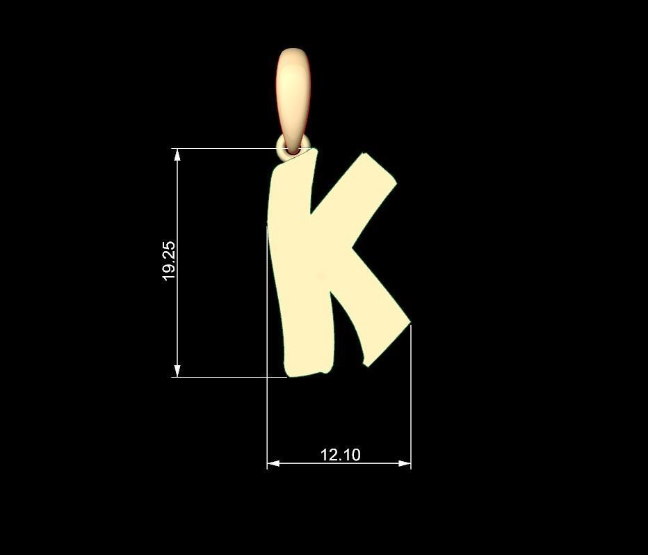 Initial Letters Pendant TimeBomb K 3D print model_4
