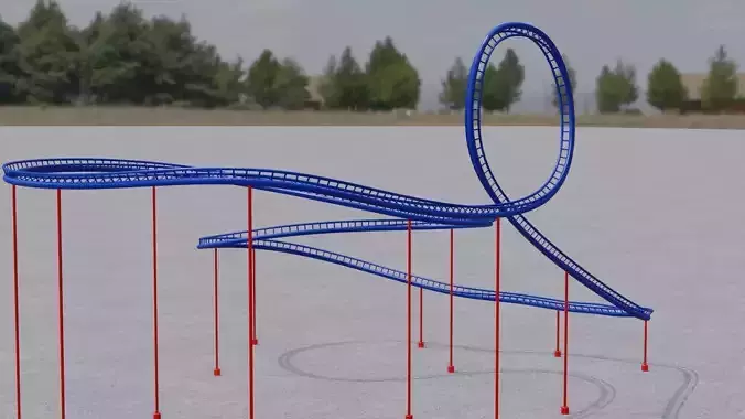 Rollercoaster 3D model roller coaster with ropes Low-poly 3D model