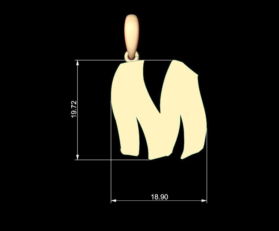 Initial Letters Pendant TimeBomb M 3D print model_4