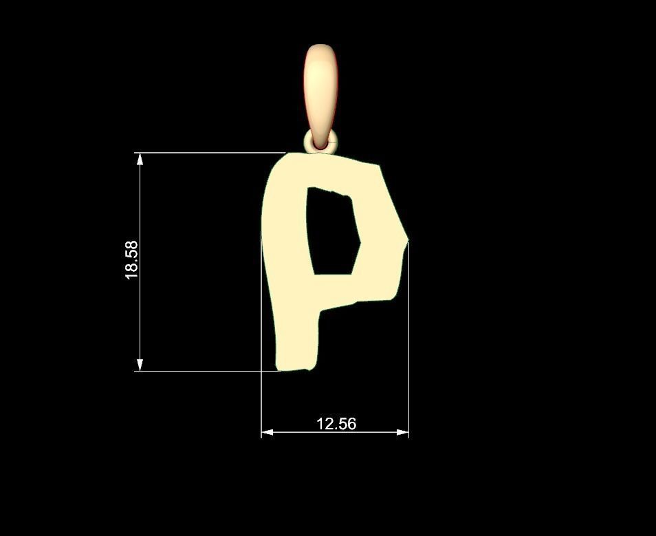 Initial Letters Pendant TimeBomb P 3D print model_5