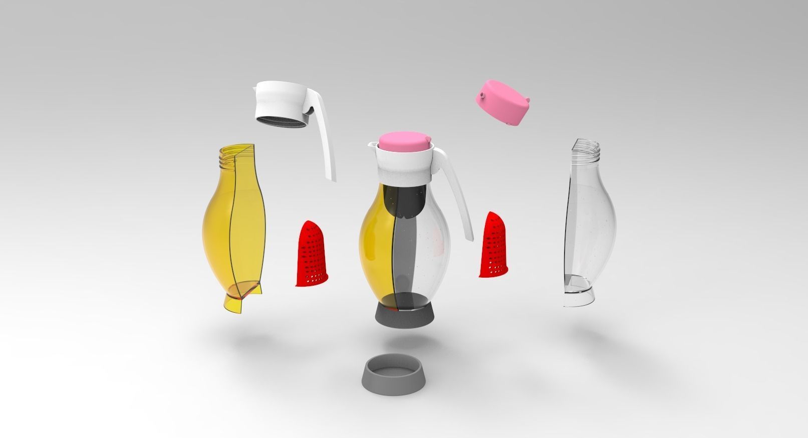 Carafe with two bowls 3D print model_4