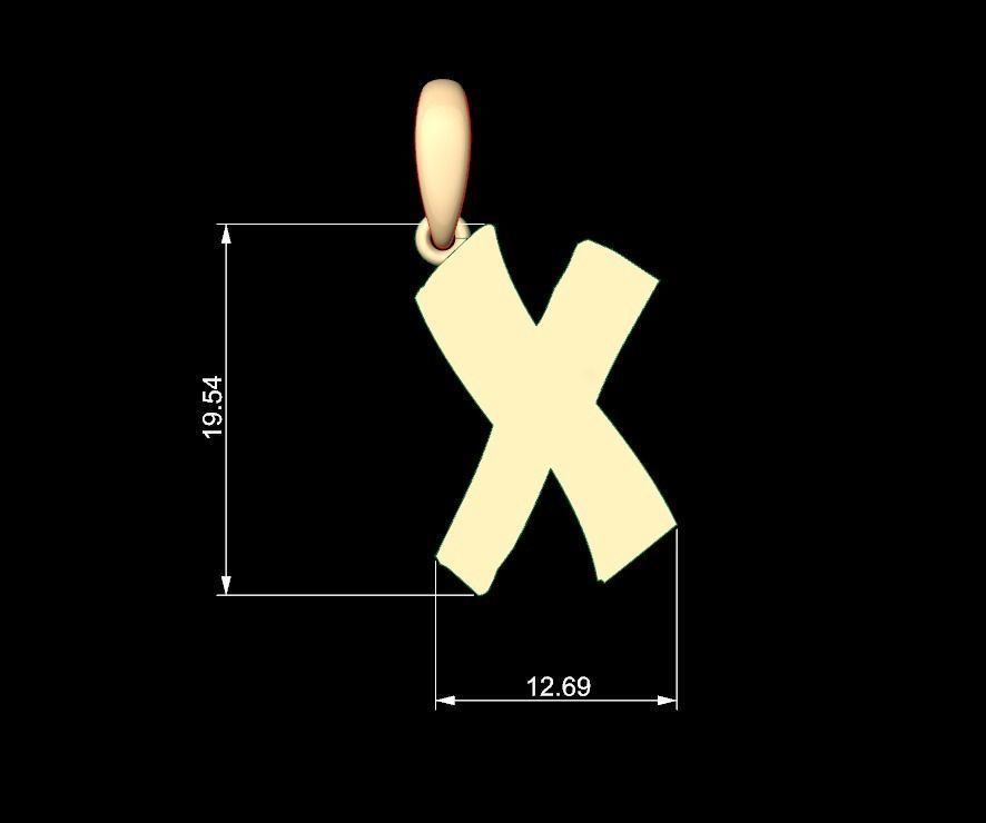 Initial Letters Pendant TimeBomb X 3D print model_4