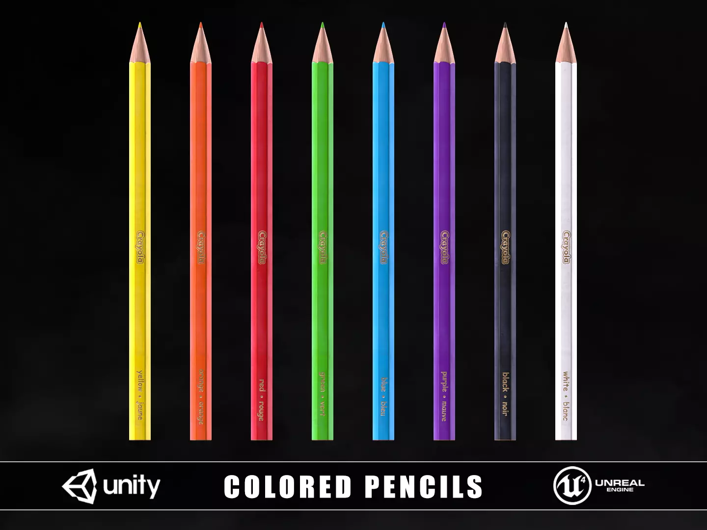 Colored Pencils Low-poly 3D model_0