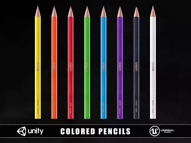 Colored Pencils Low-poly 3D model