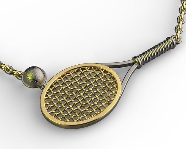 Pendant Tennis rocket and ball 3D print model