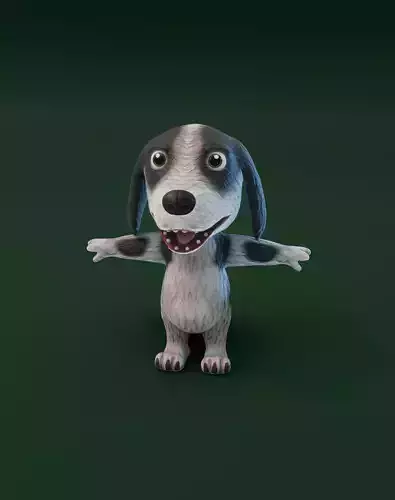 Cartoon Hound Dog Rigged 3D Model