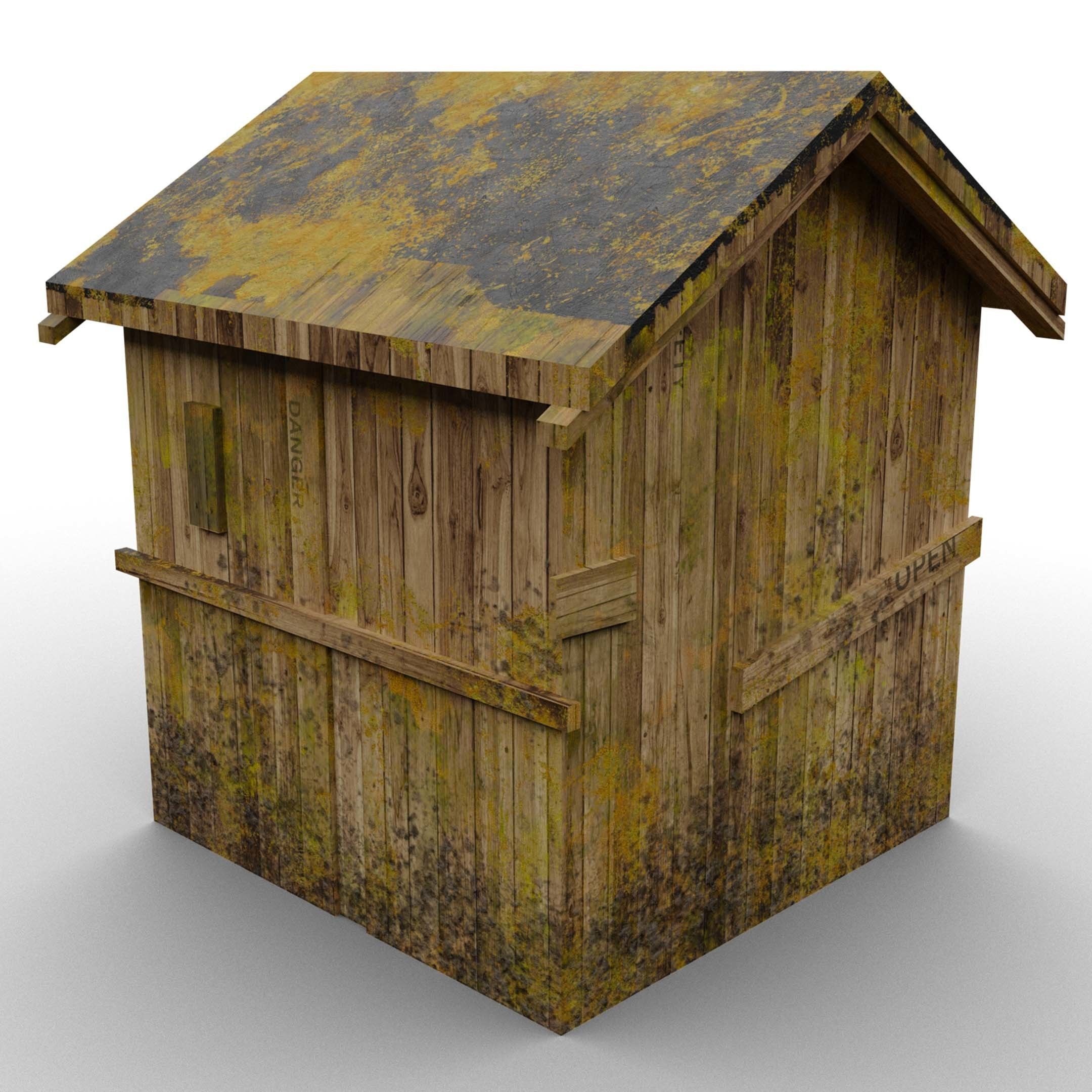 Shack old wooden Low-poly 3D model_3