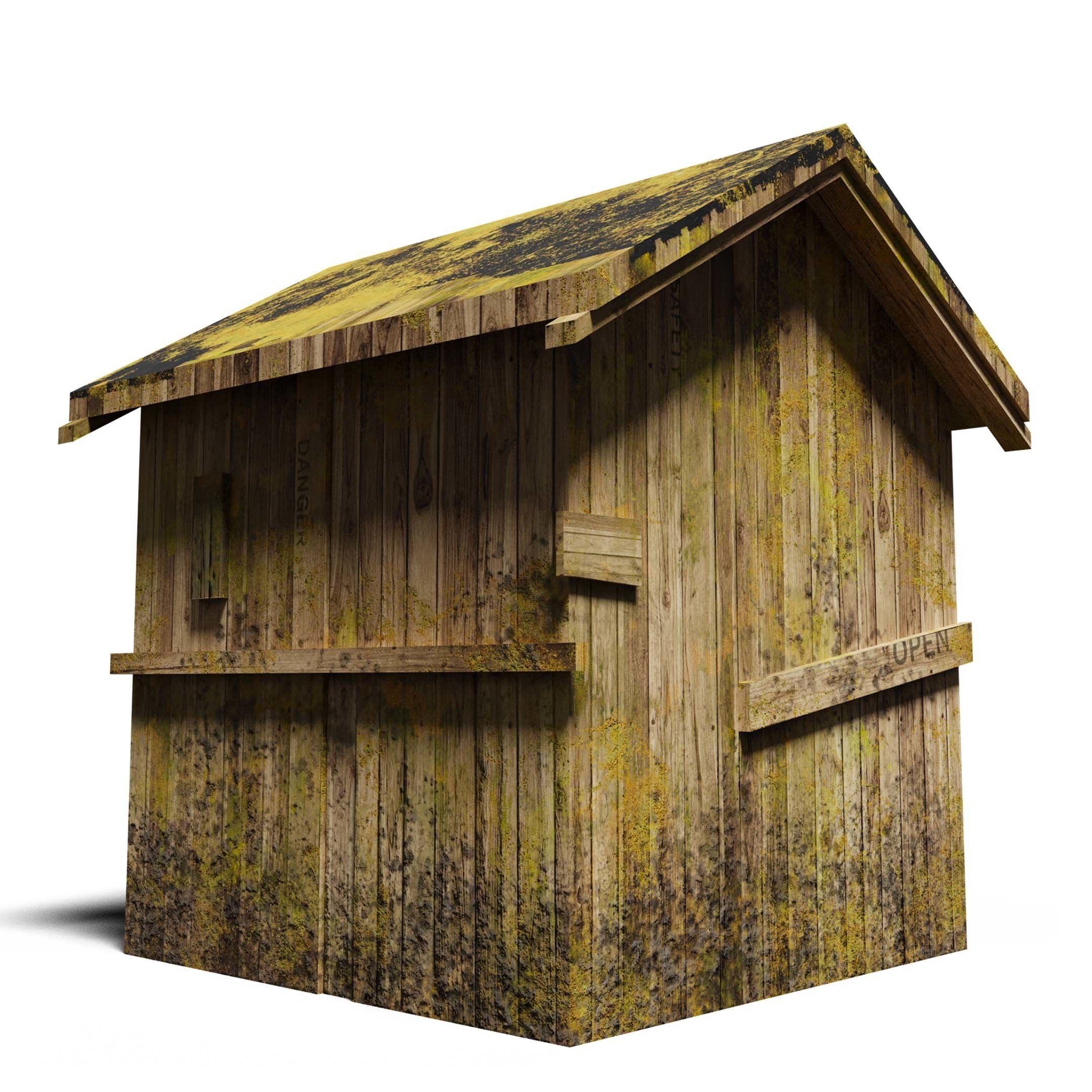 Shack old wooden Low-poly 3D model_8