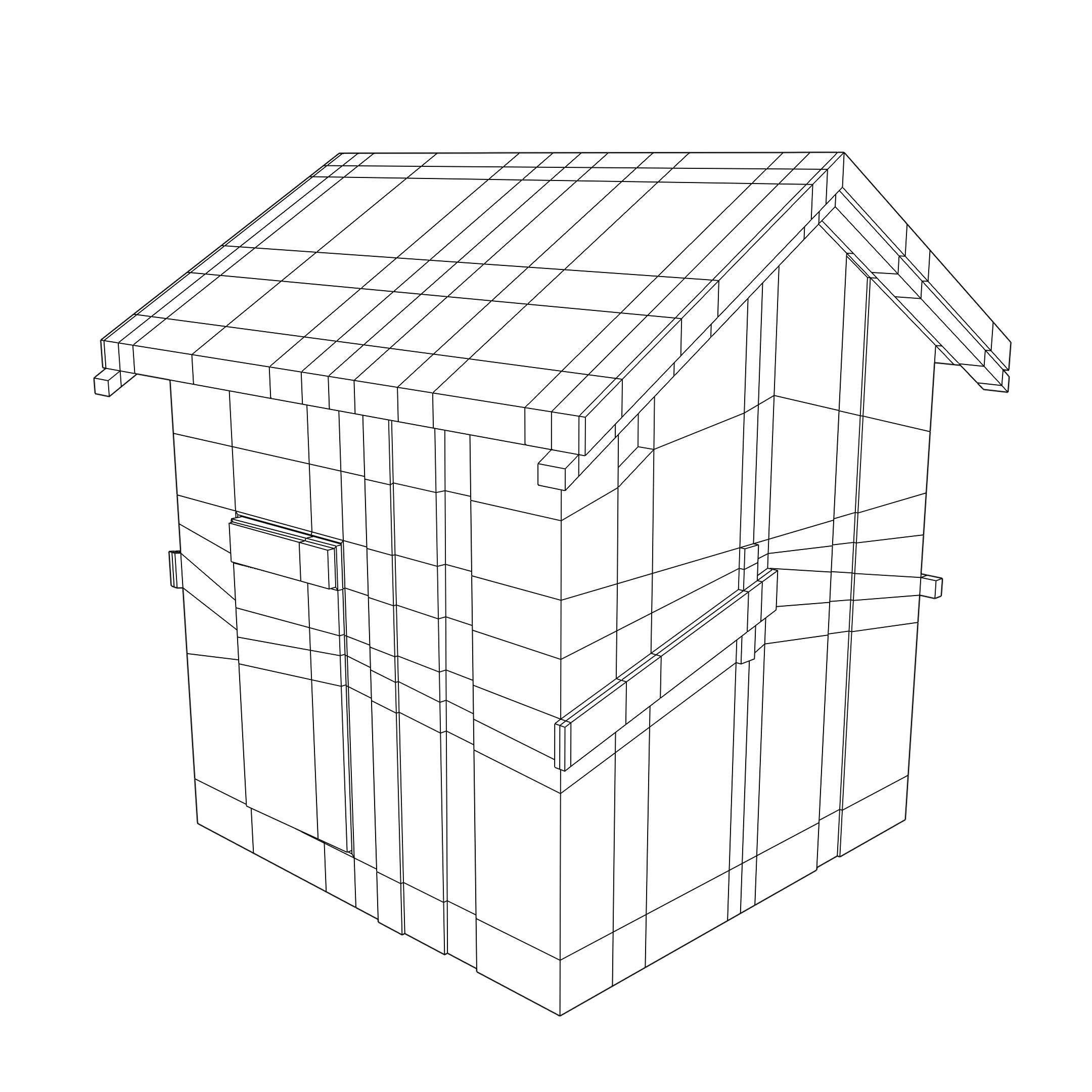 Shack old wooden Low-poly 3D model_4