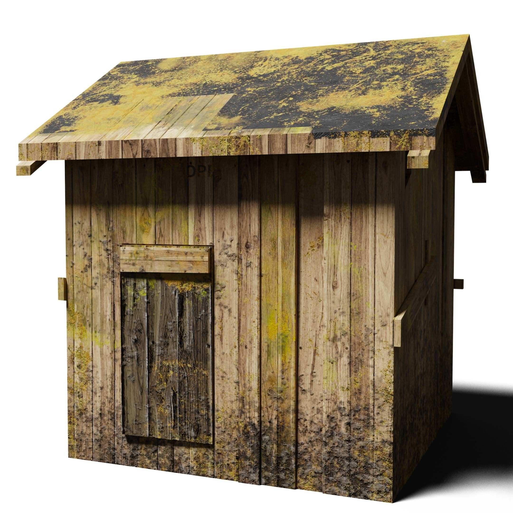 Shack old wooden Low-poly 3D model_7
