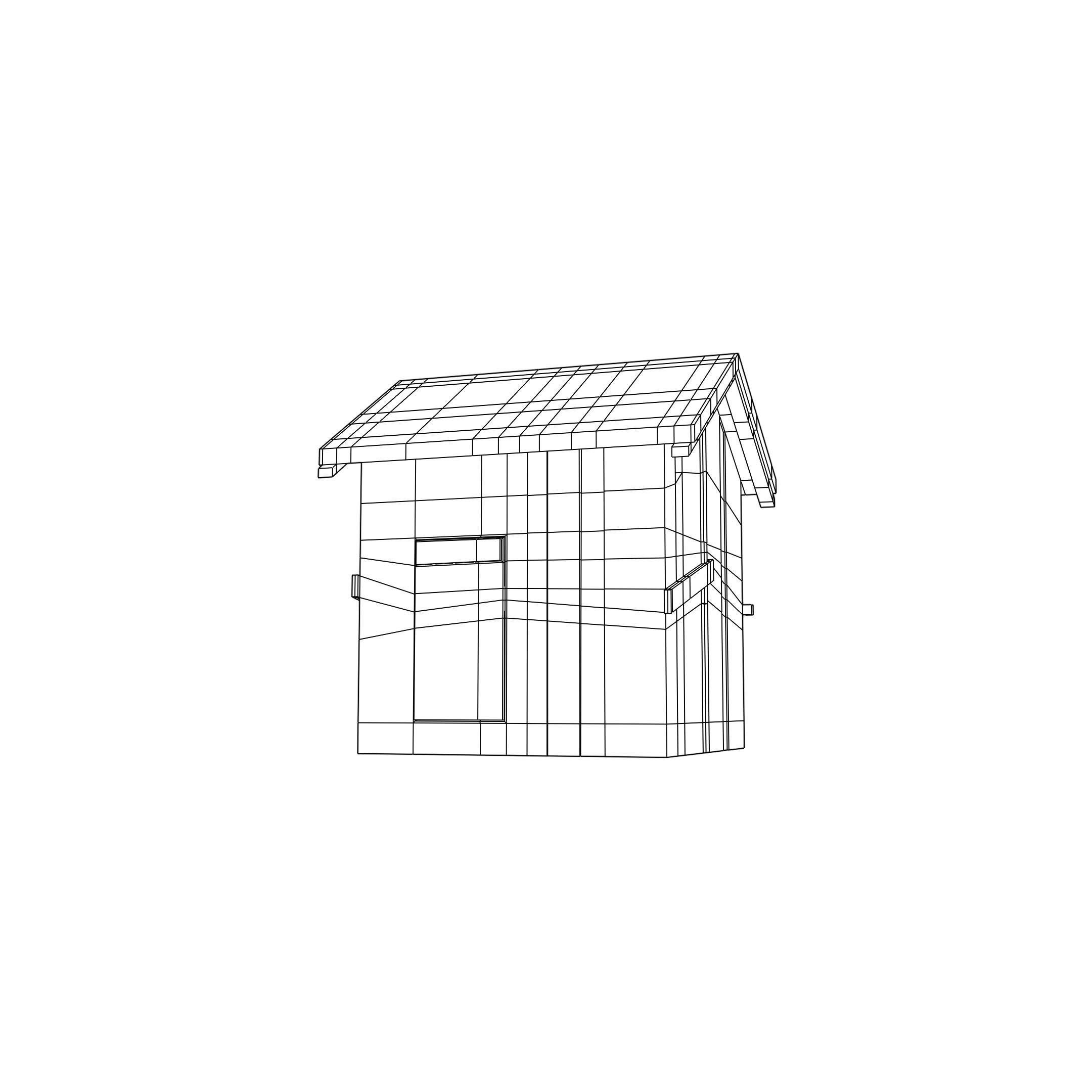 Shack old wooden Low-poly 3D model_10