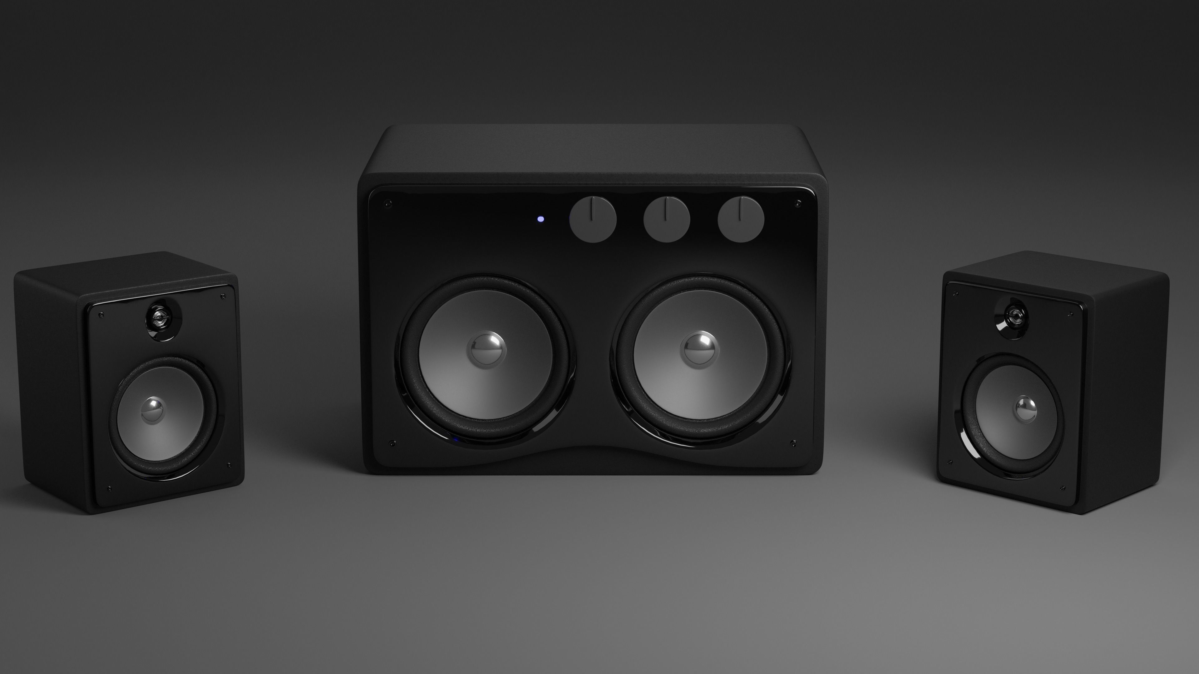 Speakers 2x2 black PBR 3D model_1