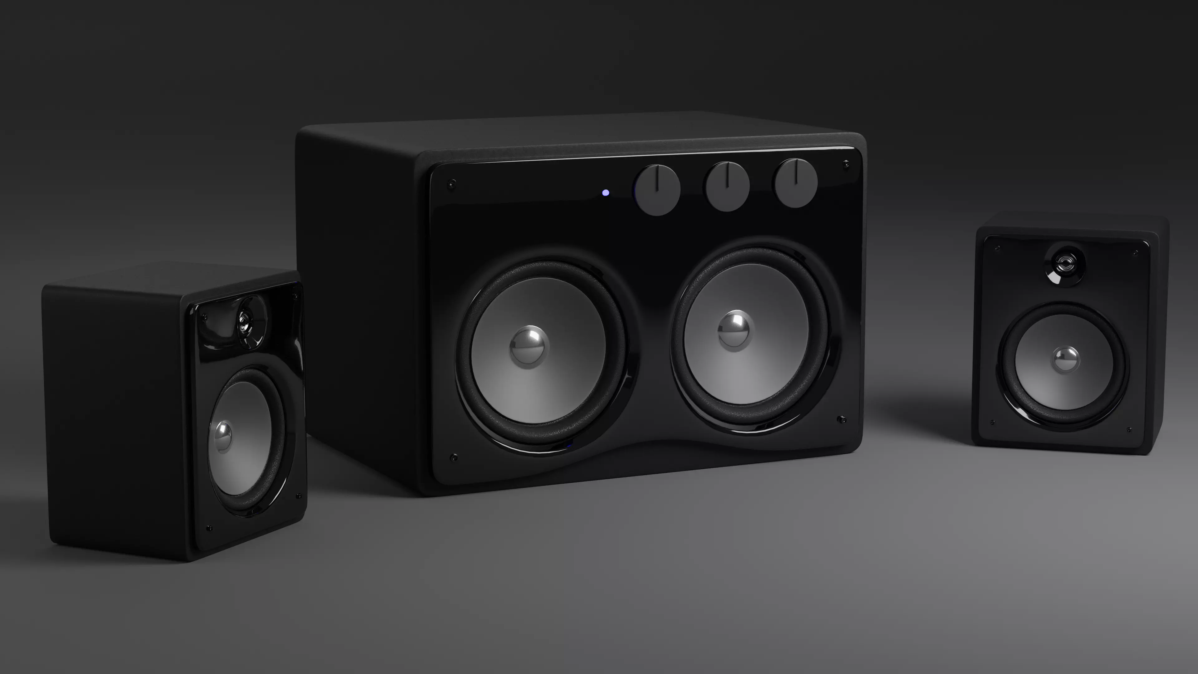 Speakers 2x2 black PBR 3D model_0
