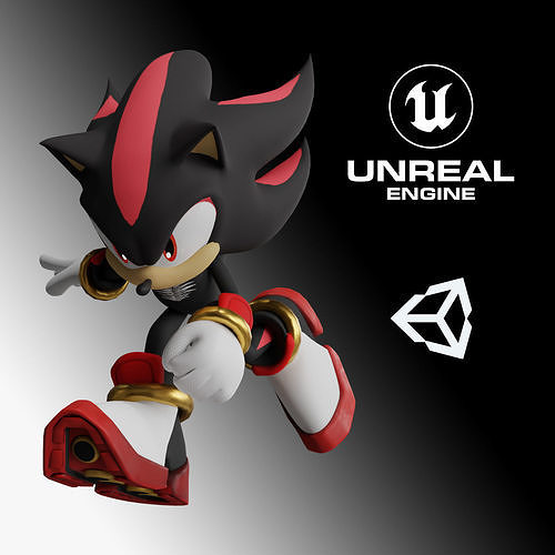 Shadow the Hedgehog - UE4 - UNITY Low-poly 3D model
