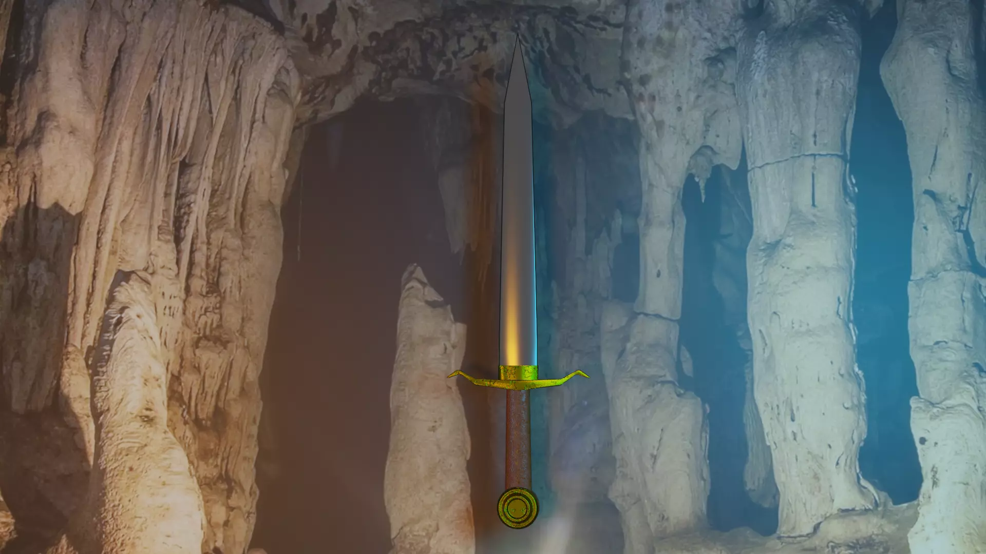 sword in middle of cave 3D model_0