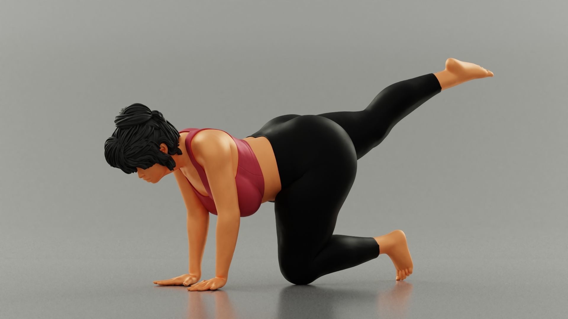 Fat Girl Doing Sport 3D print model_10