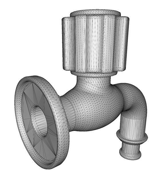 Classic Water Faucet Low-poly 3D model_4